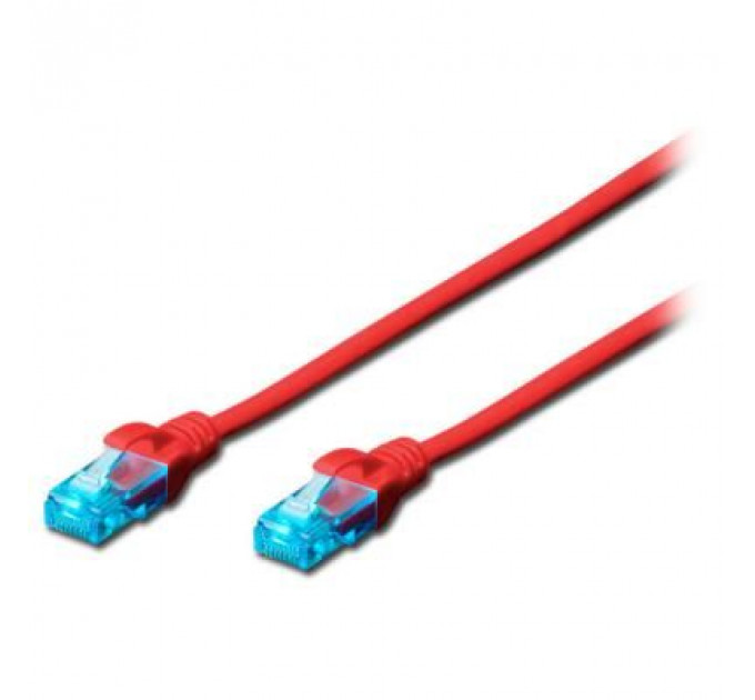 Патч-корд 1м, UTP, cat.5e, AWG 26/7, CCA, PVC, red Digitus (DK-1512-010/R)