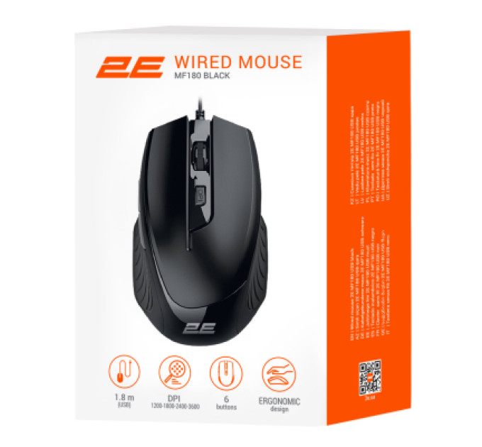 2E Мишка 2E MF180 USB Black (2E-MF180UB)