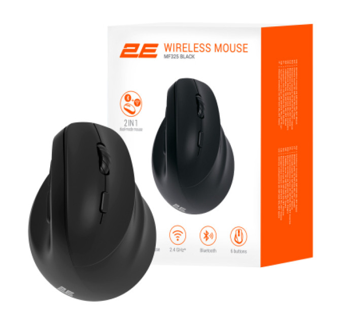 2E Мишка 2E MF325 Silent Wireless/Bluetooth Black (2E-MF325WBK)
