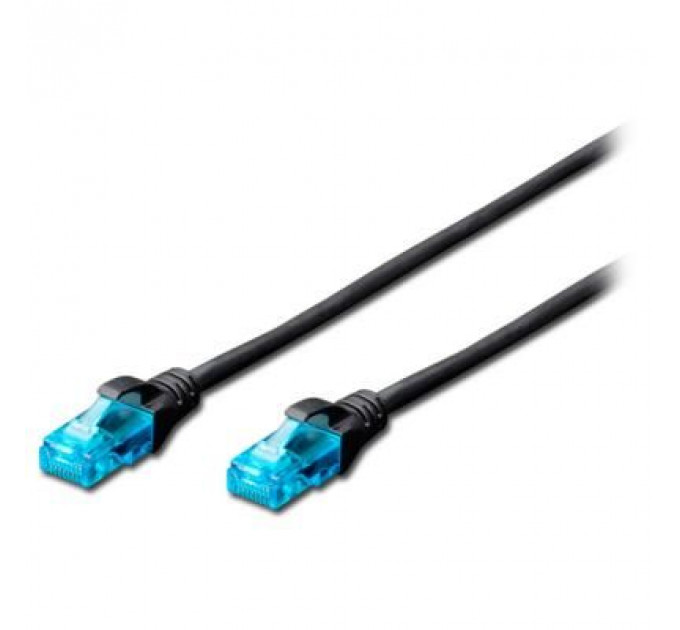 Патч-корд 1м, UTP, cat.5e, AWG 26/7, CCA, PVC, black Digitus (DK-1512-010/BL)