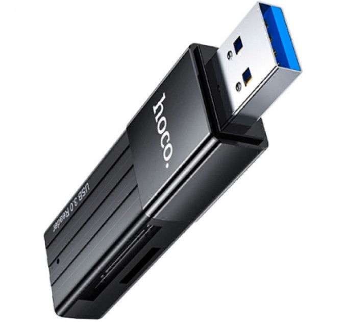 HOCO Зчитувач флеш-карт HOCO USB3.0 to microSD, microSDHC, microSDXC, SD, SDHC, SDXC, HB20 Black (6931474735218)