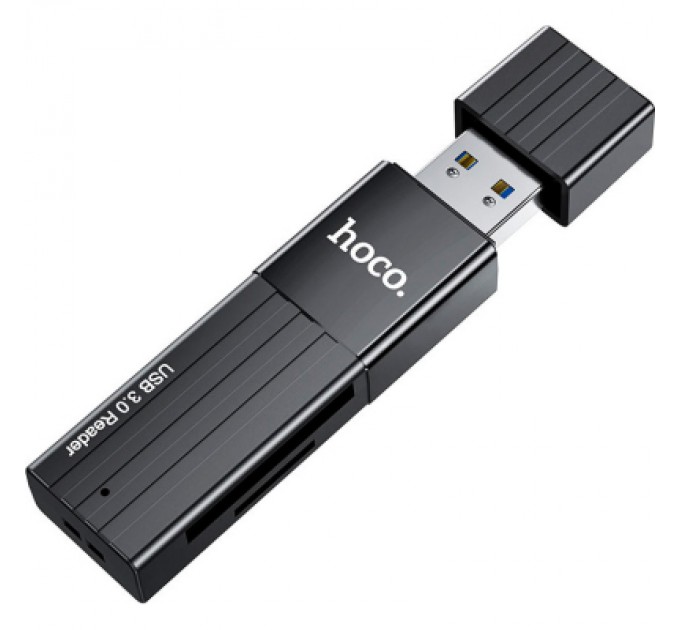 HOCO Зчитувач флеш-карт HOCO USB3.0 to microSD, microSDHC, microSDXC, SD, SDHC, SDXC, HB20 Black (6931474735218)