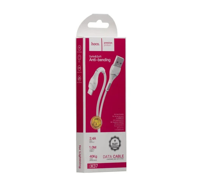HOCO Кабель Hoco X37 Cool Power Charging USB - Lightning, 1 м, White (6931474710499)