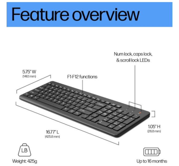 HP Клавіатура HP 220 Wireless UA Black (805T2AA)