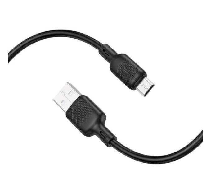BOROFONE Дата кабель USB 2.0 AM to Micro 5P 2.0m Lenny silicone BX113 black BOROFONE (6941991115493)