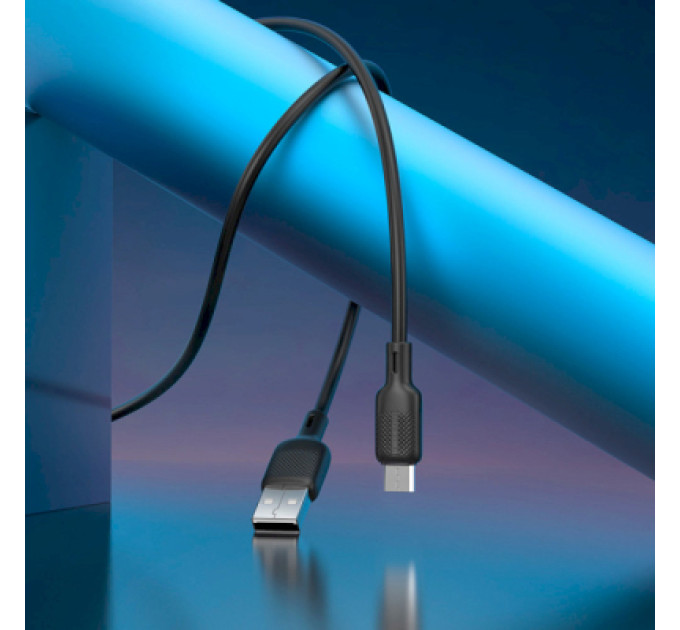 BOROFONE Дата кабель USB 2.0 AM to Micro 5P 2.0m Lenny silicone BX113 black BOROFONE (6941991115493)