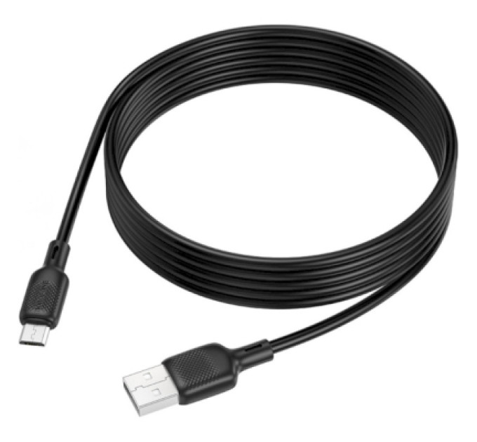 BOROFONE Дата кабель USB 2.0 AM to Micro 5P 2.0m Lenny silicone BX113 black BOROFONE (6941991115493)