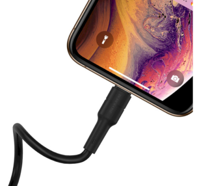 BOROFONE Дата кабель USB 2.0 AM to Lightning 1.0m 2.4A silicone BX30 black BOROFONE (6931474706867)