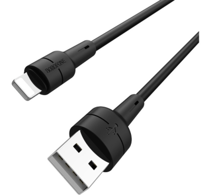 BOROFONE Дата кабель USB 2.0 AM to Lightning 1.0m 2.4A silicone BX30 black BOROFONE (6931474706867)