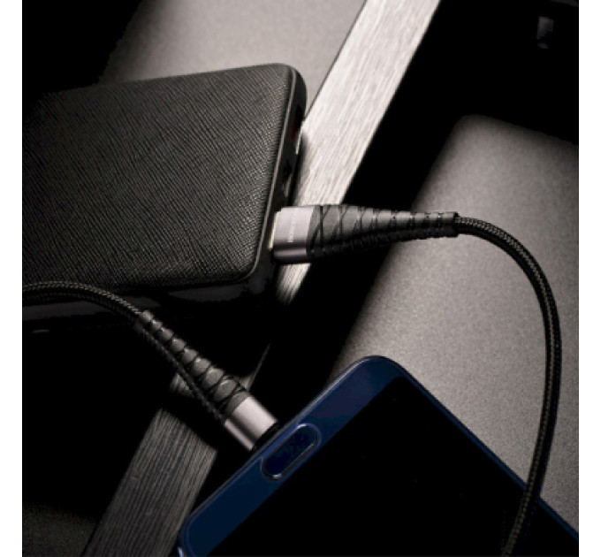 BOROFONE Дата кабель USB 2.0 AM to Lightning 1.0m 2.4A nylon BX32 black BOROFONE (6931474710413)