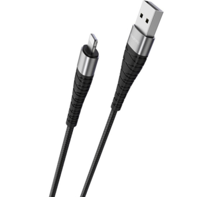 BOROFONE Дата кабель USB 2.0 AM to Lightning 1.0m 2.4A nylon BX32 black BOROFONE (6931474710413)