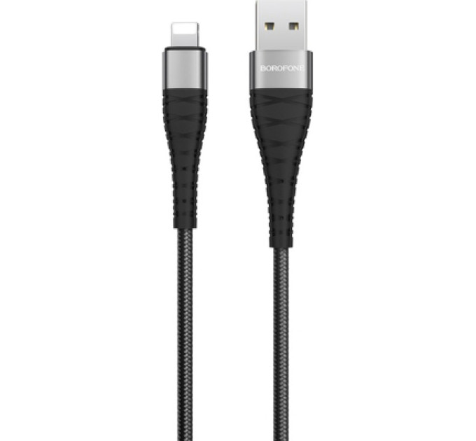 BOROFONE Дата кабель USB 2.0 AM to Lightning 1.0m 2.4A nylon BX32 black BOROFONE (6931474710413)