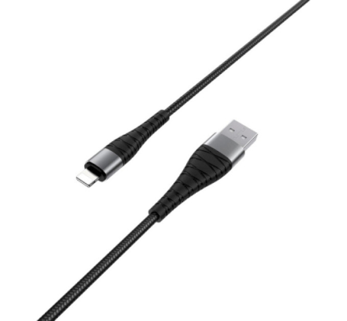 BOROFONE Дата кабель USB 2.0 AM to Lightning 1.0m 2.4A nylon BX32 black BOROFONE (6931474710413)