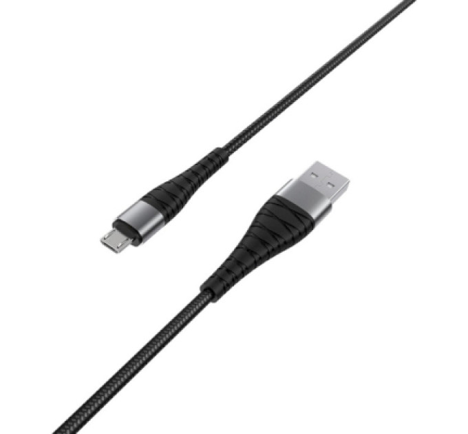 BOROFONE Дата кабель USB 2.0 AM to Micro 5P 1.0m 2.4A nylon BX32 black BOROFONE (6931474710437)