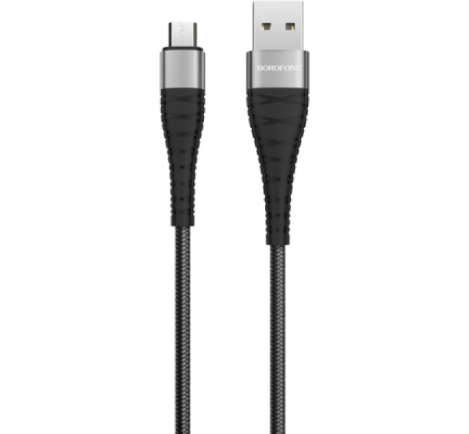 BOROFONE Дата кабель USB 2.0 AM to Micro 5P 1.0m 2.4A nylon BX32 black BOROFONE (6931474710437)