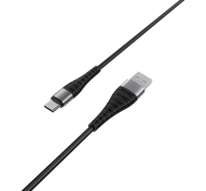 BOROFONE Дата кабель USB 2.0 AM to USB-C 1.0m 2.4A nylon BX32 black BOROFONE (6931474710451)