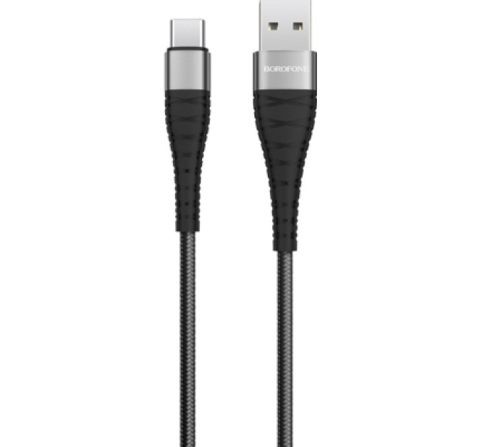 BOROFONE Дата кабель USB 2.0 AM to USB-C 1.0m 2.4A nylon BX32 black BOROFONE (6931474710451)