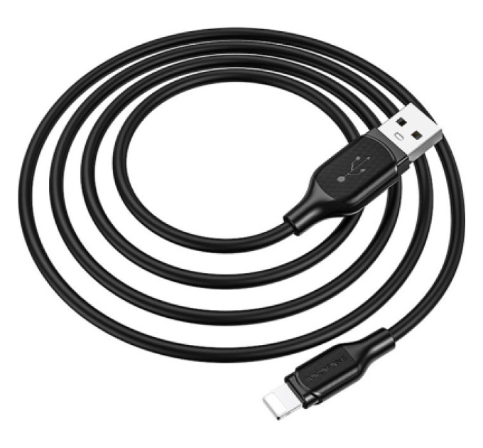BOROFONE Дата кабель USB 2.0 AM to Lightning 1.0m 2.4A silicone BX42 black BOROFONE (6931474736727)