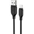 BOROFONE Дата кабель USB 2.0 AM to Lightning 1.0m 2.4A silicone BX42 black BOROFONE (6931474736727)