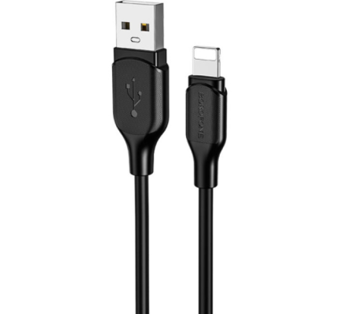 BOROFONE Дата кабель USB 2.0 AM to Lightning 1.0m 2.4A silicone BX42 black BOROFONE (6931474736727)