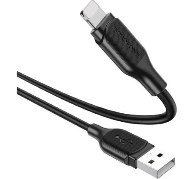 BOROFONE Дата кабель USB 2.0 AM to Lightning 1.0m 2.4A silicone BX42 black BOROFONE (6931474736727)