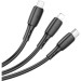 BOROFONE Дата кабель USB 2.0 AM to Lightning+USB-C+Micro 5P 1.0m 2A PVC BX71 black BOROFONE (6974443384543)