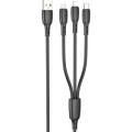 BOROFONE Дата кабель USB 2.0 AM to Lightning+USB-C+Micro 5P 1.0m 2A PVC BX71 black BOROFONE (6974443384543)