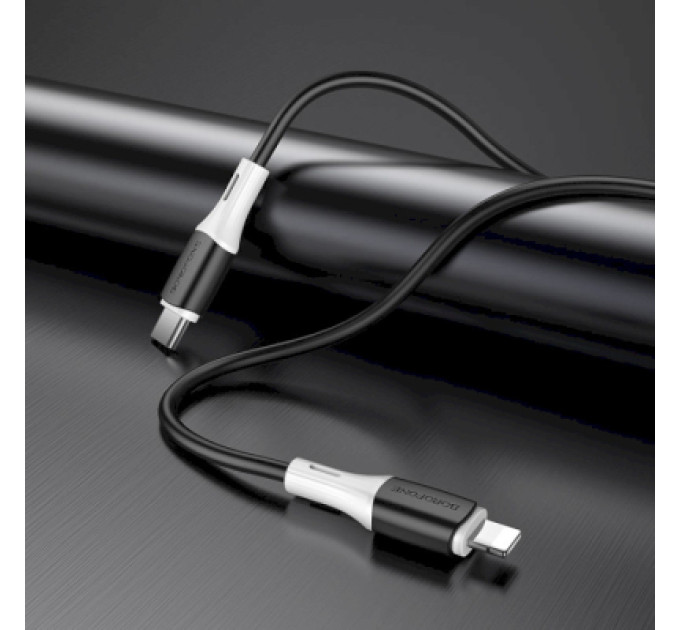 BOROFONE Дата кабель USB-C to Lightning 1.0m 3A 20W silicone BX79 black BOROFONE (6974443384727)