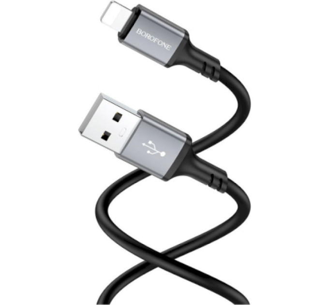 BOROFONE Дата кабель USB 2.0 AM to Lightning Famous silicone BX83 black BOROFONE (6974443386356)