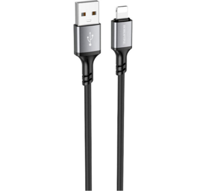 BOROFONE Дата кабель USB 2.0 AM to Lightning Famous silicone BX83 black BOROFONE (6974443386356)
