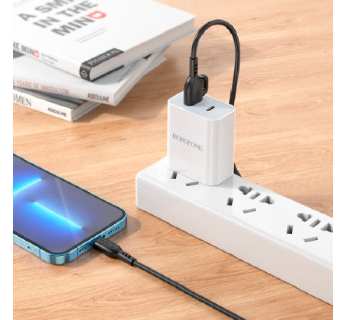 BOROFONE Дата кабель USB 2.0 AM to Lightning 1.0m 2.4A PVC BX91 black BOROFONE (6974443389883)
