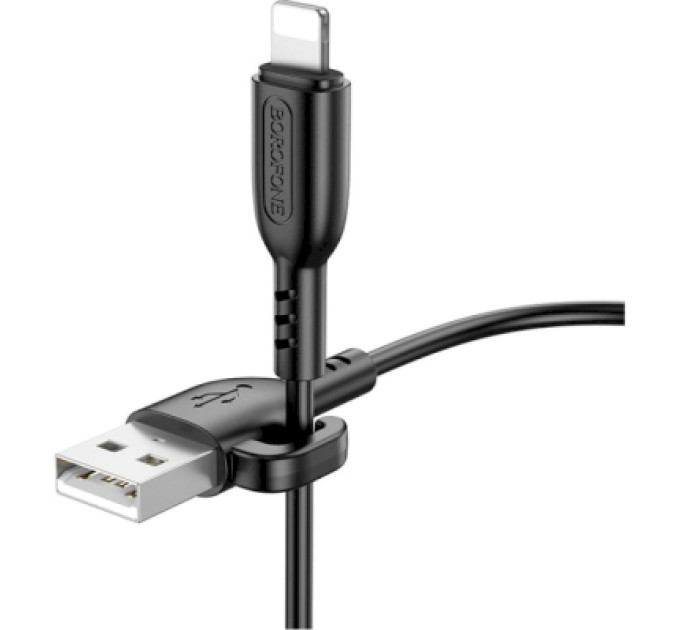 BOROFONE Дата кабель USB 2.0 AM to Lightning 1.0m 2.4A PVC BX91 black BOROFONE (6974443389883)