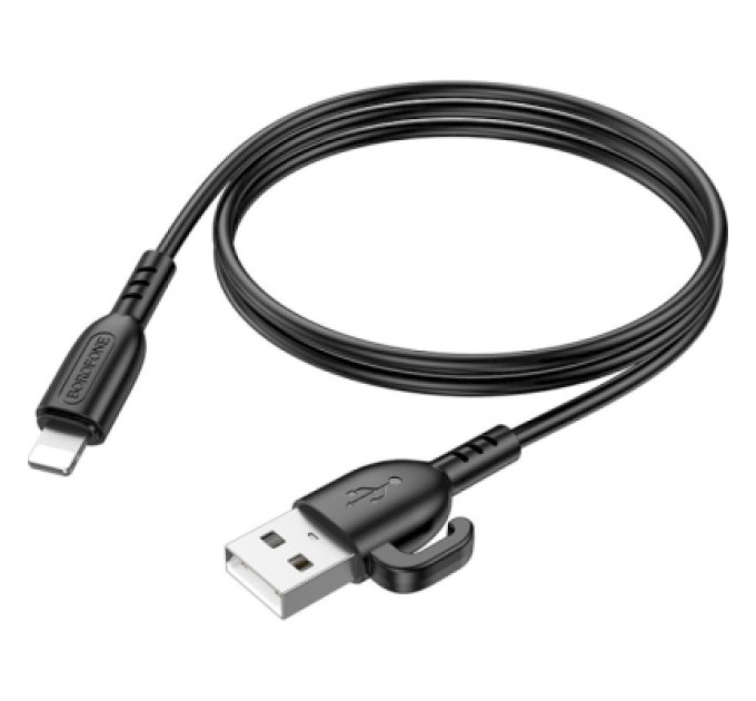 BOROFONE Дата кабель USB 2.0 AM to Lightning 1.0m 2.4A PVC BX91 black BOROFONE (6974443389883)