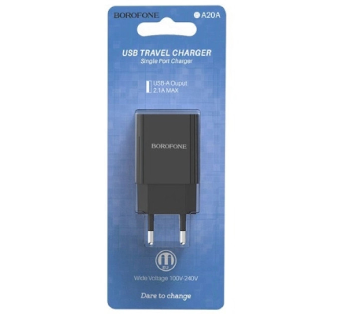 BOROFONE Зарядний пристрій BOROFONE BA20A Sharp USB 10.5W Black (6931474702081)
