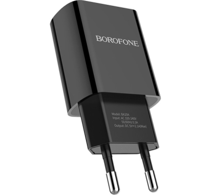BOROFONE Зарядний пристрій BOROFONE BA20A Sharp USB + cable USB to USB-C 10.5W Black (6931474702142)