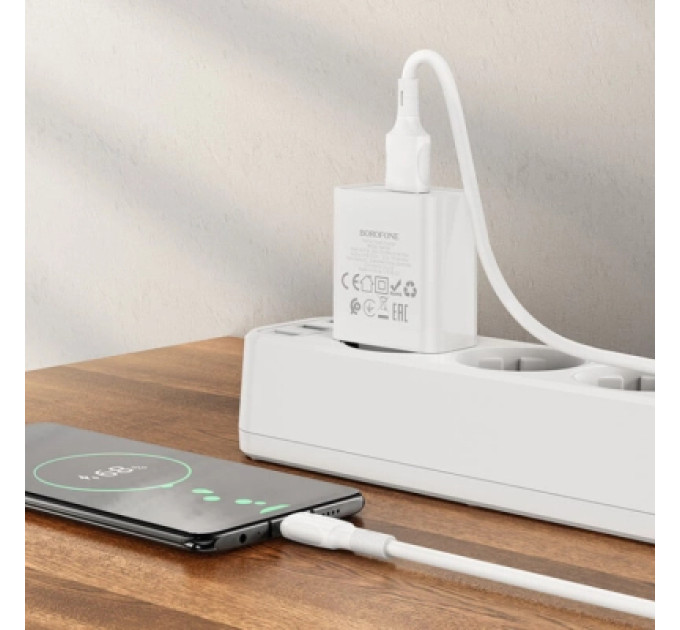 BOROFONE Зарядний пристрій BOROFONE BA74A Aspirer USB + cable USB to Micro 5P White (6974443388664)