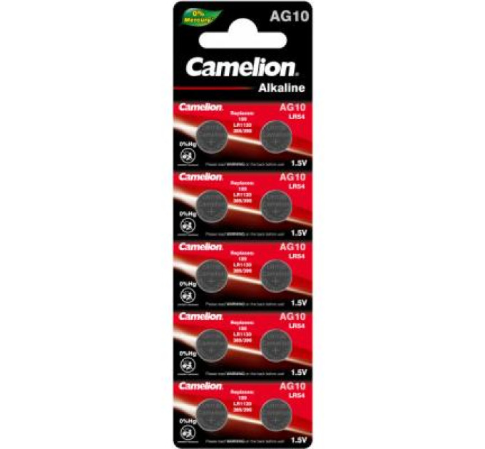 Camelion Батарейка AG10 / LR1130 / LR54 / V10GA Alkaline * 10 Camelion (AG10-BP10)