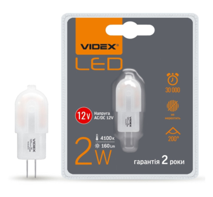 Videx Лампочка Videx G4C 12V 2W G4 4100K (VL-G4C-02124)