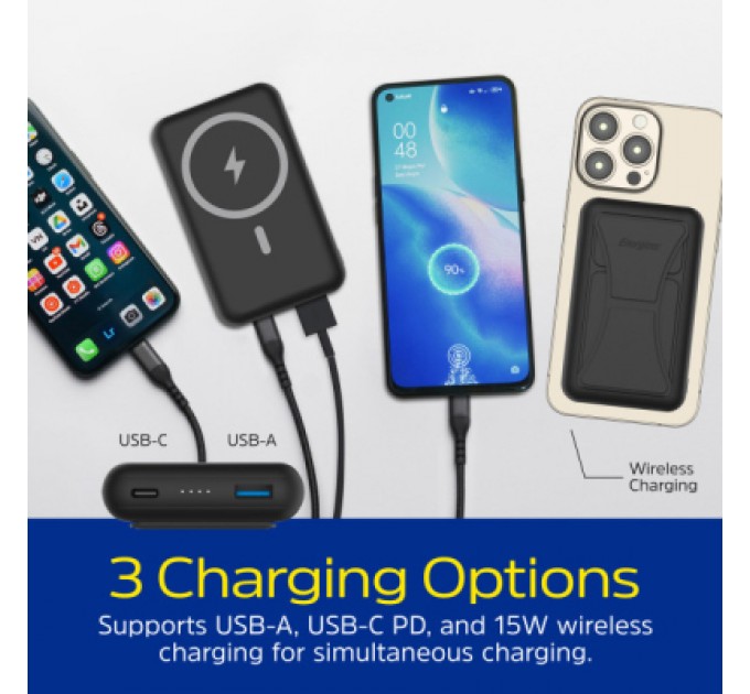 Energizer Батарея універсальна Energizer Magnetic Wireless 10000mAh 22.5W PD USB-A, USB-C In/Out, Black (QM10002PQ)
