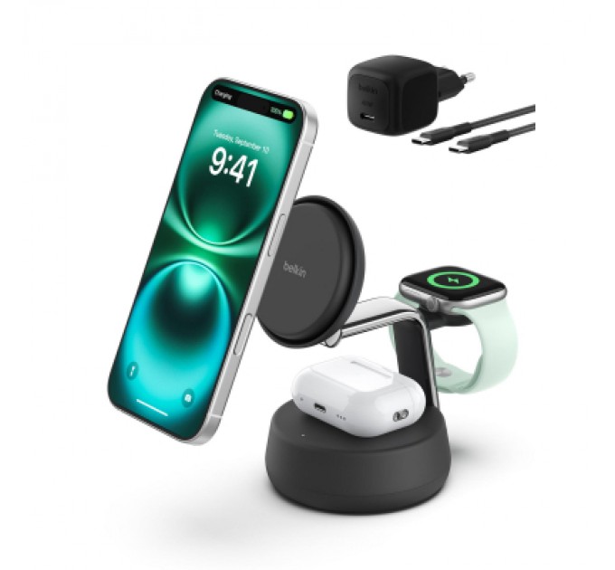 Belkin Зарядний пристрій Belkin UltraCharge Pro Wireless 3-in-1 25W charcoal (WIZ040KQCH)