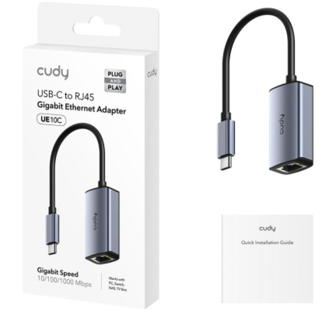 Cudy Адаптер USB 3.0 USB-C to RJ45 Ethernet 1000Mbps Cudy (UE10C)