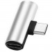 XoKo Перехідник Type-C to Jack 3.5 мм 1.0m 2in1 XoKo (AC-205-SLV)