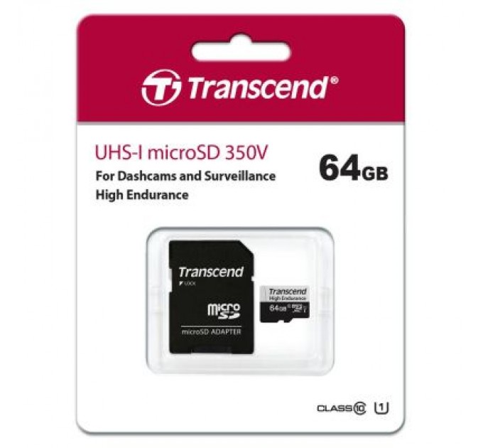 Transcend Карта пам'яті Transcend 64GB microSDXC class 10 UHS-I U1 High Endurance (TS64GUSD350V)