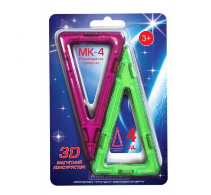 Магнікон Конструктор Магнікон Додатковий набір трикутник, 4 шт. (MK-4-РТ)