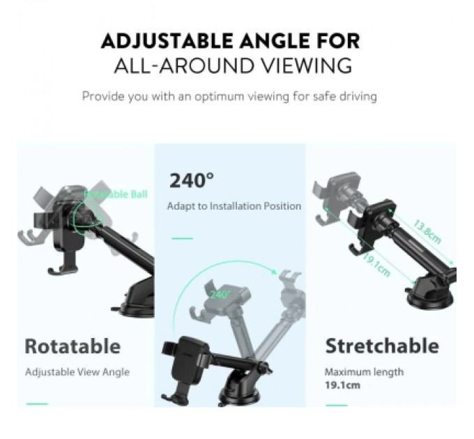 Ugreen Універсальний автотримач UGREEN LP200 Gravity Phone Holder with Suction Cup Black (60990B)