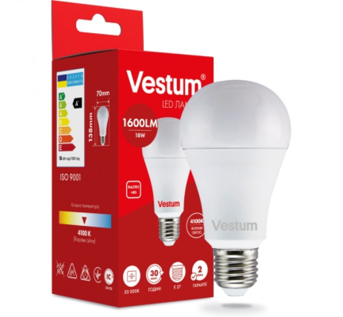 Vestum Лампочка Vestum A70 18W 4100K 220V E27 (1-VS-1111)