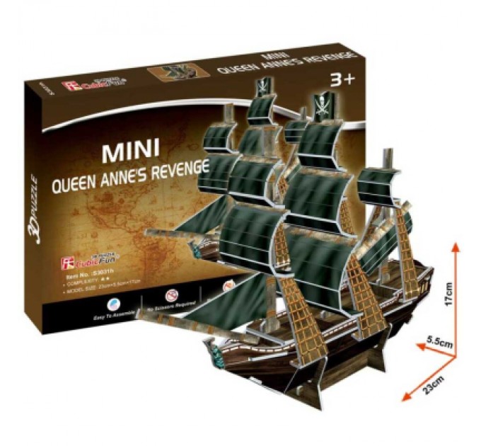 Cubic Fun Пазл Cubic Fun 3D Корабель Помста Королеви Анни серія міні (S3031h)