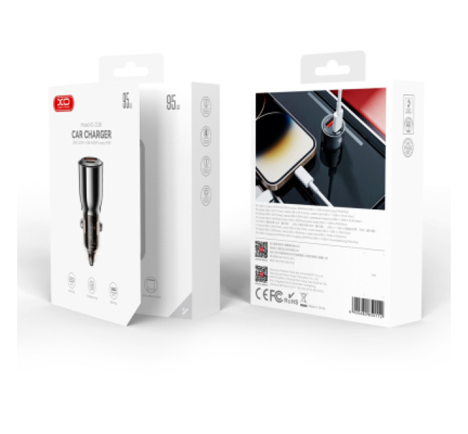 XO Зарядний пристрій XO CC58 USB-C PD65W + USB-A 30W Gray (CC58_Tarnish)