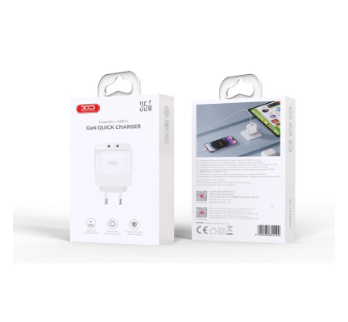 XO Зарядний пристрій XO L140 35W 2xUSB-C PD White (L140_White)
