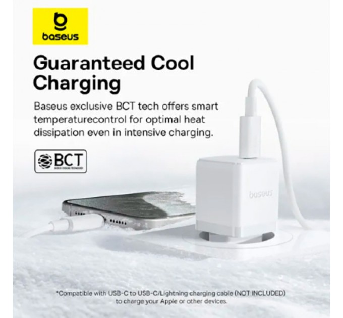 Baseus Зарядний пристрій Baseus Palm Fast Charger 1C 20W + Cable 1.0m Type-C 60W white (P10111602213-01)